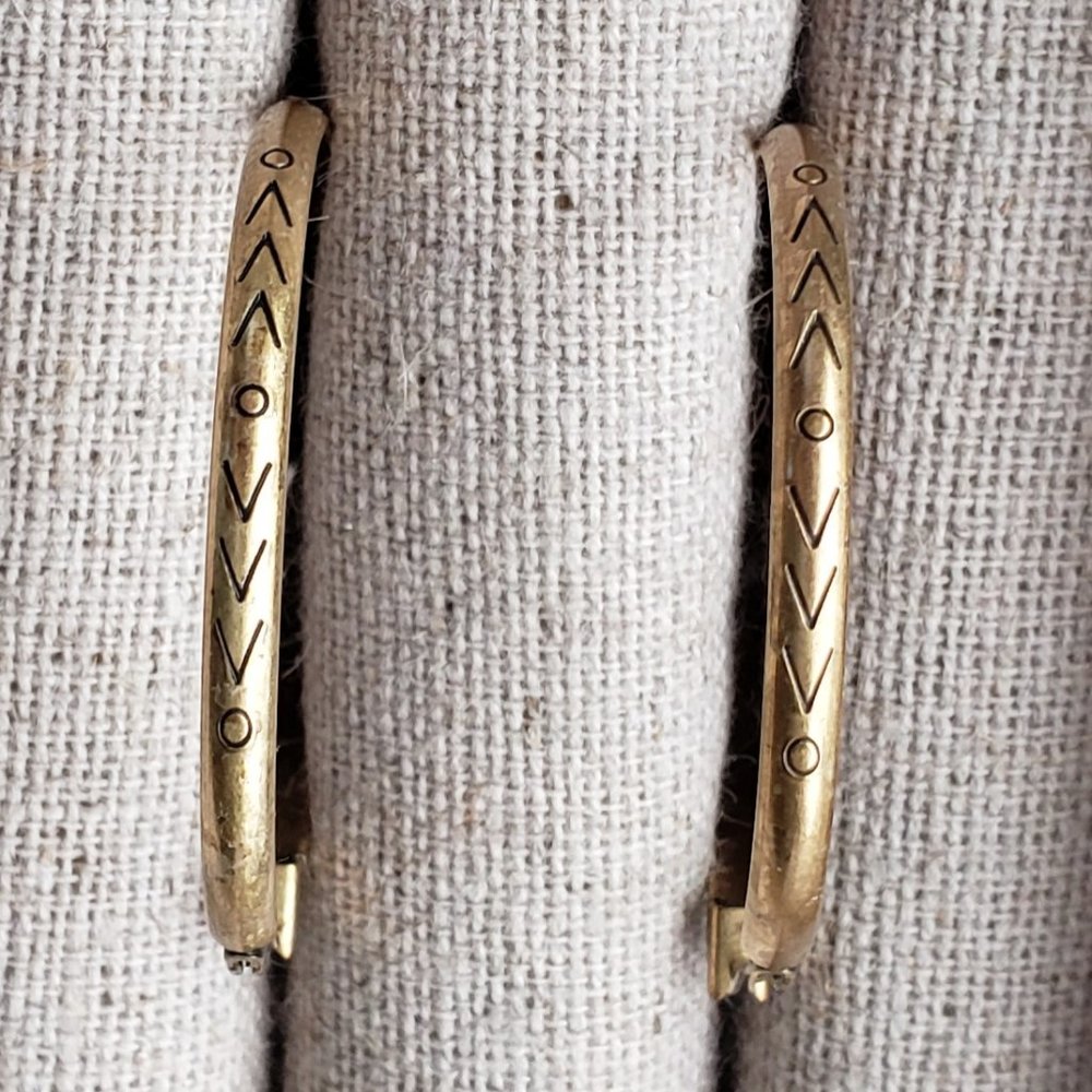 Tribal Engraved Gold Plated Brass Hoop Earrings